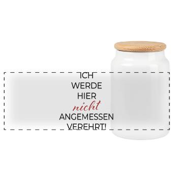 Ich werde hier nicht angemessen verehrt - Panorama Keksdose mit Holzdeckel - Weiß - Vorne
