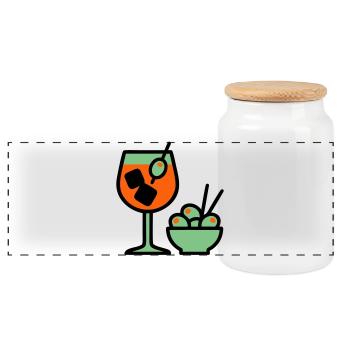 Graphique de cocktail Martini - Boîte à biscuits avec couvercle en bois - blanc - Devant