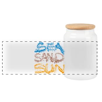Soleil de Sable de Mer - Boîte à biscuits avec couvercle en bois - blanc - Devant