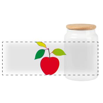 Minimalist Apple | Modern apple motif - Panoramic Cookie Jar with Wooden Lid - white - Front