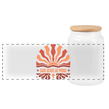 Un état d’esprit solaire : un été inspiré de la nature - Boîte à biscuits avec couvercle en bois - blanc - Devant