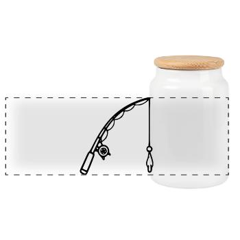 Angel White Fishing Fishing Gift Angler Angel - Panoramic Cookie Jar with Wooden Lid - white - Front