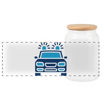 Voiture de police Icône solide Véhicule de patrouille d’urgence - Boîte à biscuits avec couvercle en bois - blanc - Devant