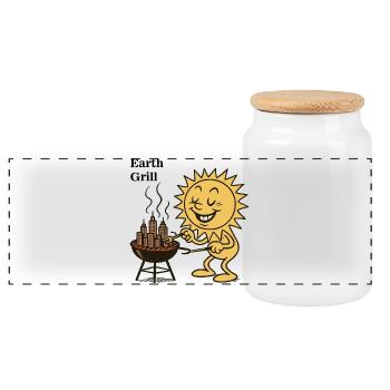 Soleil Barbecue Urbain - Boîte à biscuits avec couvercle en bois - blanc - Devant