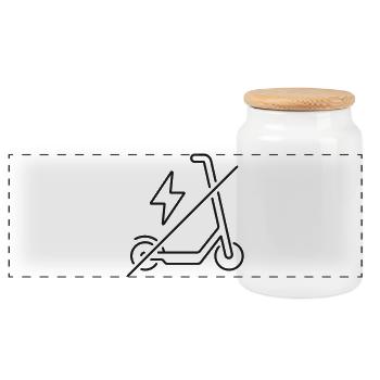 No Electric Scooter Line Icon Prohibition Sign Sym - Panoramic Cookie Jar with Wooden Lid - white - Front