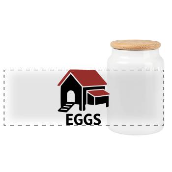 Insigne des œufs de poulailler - Boîte à biscuits avec couvercle en bois - blanc - Devant