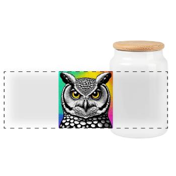 hibou - Boîte à biscuits avec couvercle en bois - blanc - Devant