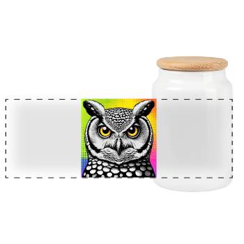 hibou - Boîte à biscuits avec couvercle en bois - blanc - Devant