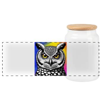 hibou - Boîte à biscuits avec couvercle en bois - blanc - Devant