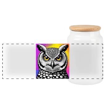 hibou - Boîte à biscuits avec couvercle en bois - blanc - Devant