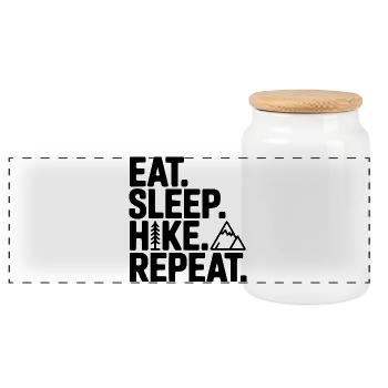 Mange. Dors. Hike. Répétez. - Boîte à biscuits avec couvercle en bois - blanc - Devant