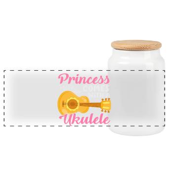 Funny Ukulele Designs and Sayings - Panoramic Cookie Jar with Wooden Lid - white - Front