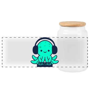DJ Pieuvre sous-marine avec casque - Boîte à biscuits avec couvercle en bois - blanc - Devant