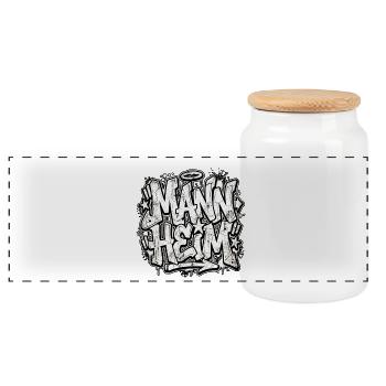Mannheim Graffiti Hip Hop - Panorama Keksdose mit Holzdeckel - Weiß - Vorne