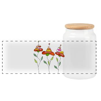 Blumen - Panorama Keksdose mit Holzdeckel - Weiß - Vorne