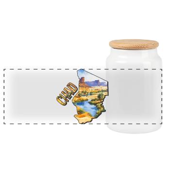Carte aquarelle du Tchad - Boîte à biscuits avec couvercle en bois - blanc - Devant