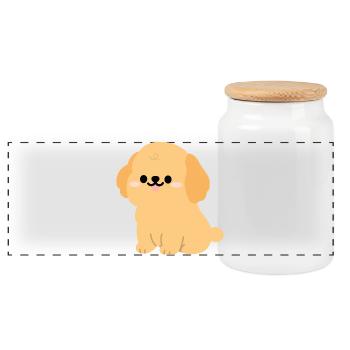 Louveteau Golden Retriever ensoleillé - Boîte à biscuits avec couvercle en bois - blanc - Devant