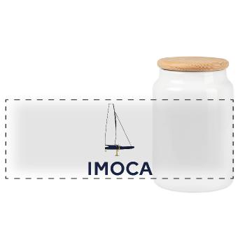 IMOCA – Passion Voile et Course au Large - Boîte à biscuits avec couvercle en bois - blanc - Devant