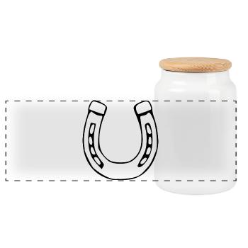 Hufeisen Glück Pferd reiten Geschenk Reiter - Panorama Keksdose mit Holzdeckel - Weiß - Vorne