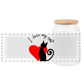 Fragmented heart in red - Panoramic Cookie Jar with Wooden Lid - white - Front