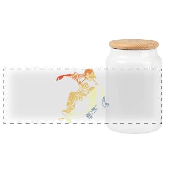 Skateboarder Boy Vintage Look - Panoramic Cookie Jar with Wooden Lid - white - Front