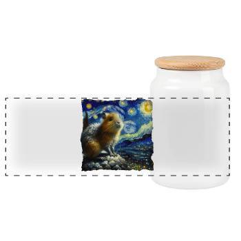 Aguti Starry Night - Panorama Keksdose mit Holzdeckel - Weiß - Vorne