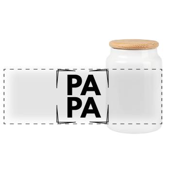 Papa - Boîte à biscuits avec couvercle en bois - blanc - Devant