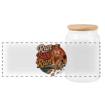 Run Baby Run – Retro Runner California - Boîte à biscuits avec couvercle en bois - blanc - Devant
