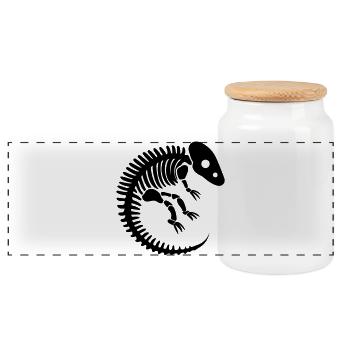 os fossile dinosaure préhistorique - Boîte à biscuits avec couvercle en bois - blanc - Devant