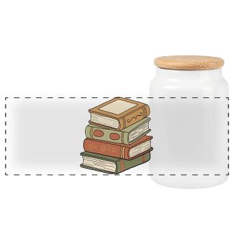 Pile de livres vintage - Boîte à biscuits avec couvercle en bois - blanc - Devant