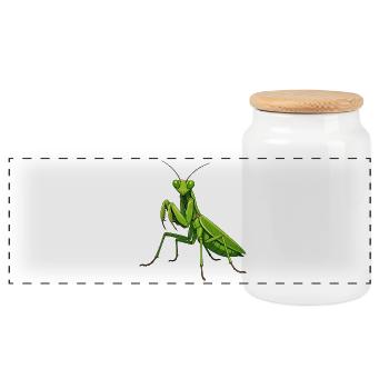 mante - Boîte à biscuits avec couvercle en bois - blanc - Devant