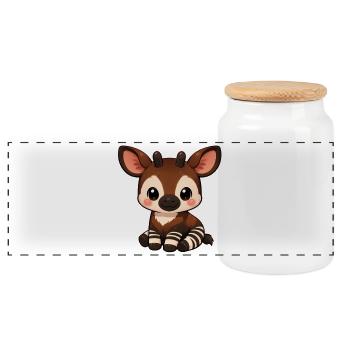 Okapi - Boîte à biscuits avec couvercle en bois - blanc - Devant