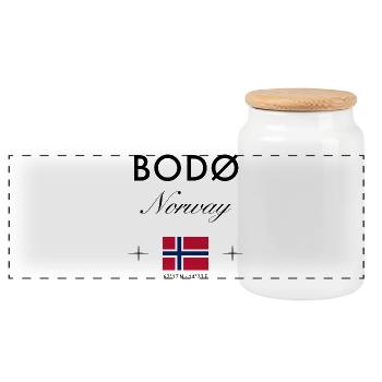Bodø Norwegen Koordinaten Reise Souvenir - Panorama Keksdose mit Holzdeckel - Weiß - Vorne