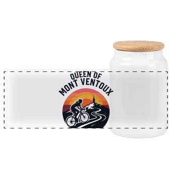 Queen of Mont Ventoux Retro-Trikot - Panorama Keksdose mit Holzdeckel - Weiß - Vorne