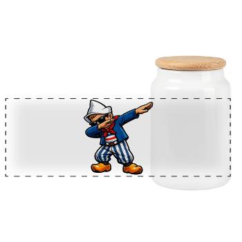 Dabbing Holländer - Panorama Keksdose mit Holzdeckel - Weiß - Vorne