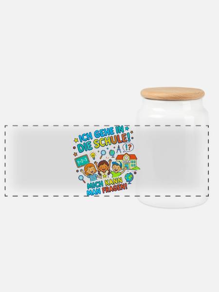 Ich gehe in die Schule! Mich kann man fragen! - Panorama Keksdose mit Holzdeckel - Weiß