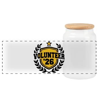Volunteer 26 Wappen Logo - Panorama Keksdose mit Holzdeckel - Weiß - Vorne