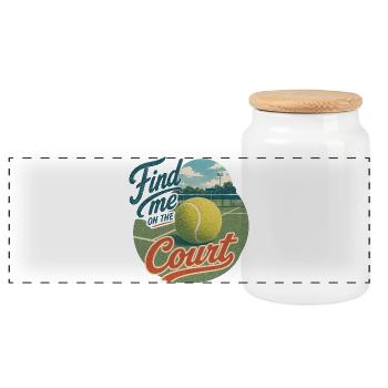 Find Me on the Court Retro Tennis - Panorama Keksdose mit Holzdeckel - Weiß - Vorne
