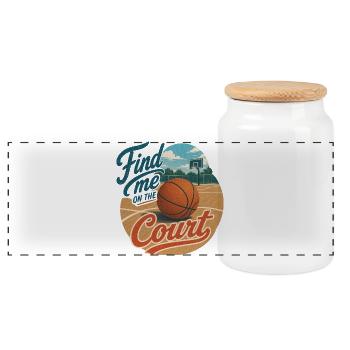 Find Me on the Court Basketball - Panorama Keksdose mit Holzdeckel - Weiß - Vorne