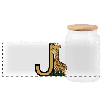 Giraffe Buchstabe J - Panorama Keksdose mit Holzdeckel - Weiß - Vorne