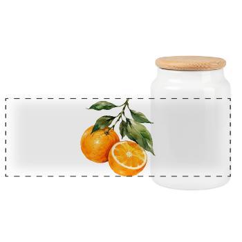 Orangen Aquarell Obstzweig - Panorama Keksdose mit Holzdeckel - Weiß - Vorne