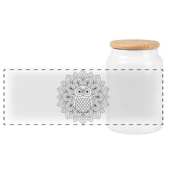 Eulen Mandala zum ausmalen - Panorama Keksdose mit Holzdeckel - Weiß - Vorne