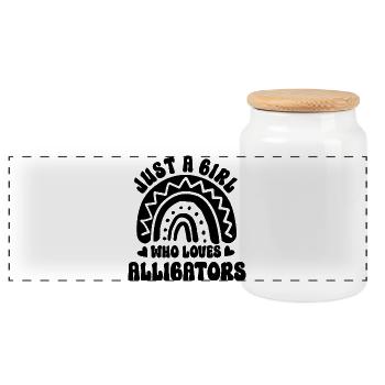 Boho Regenbogen Alligator   - Panorama Keksdose mit Holzdeckel - Weiß - Vorne