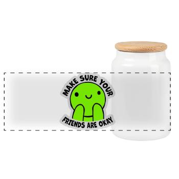 Assurez-vous que vos amis vont bien Logo de citation des amis - Boîte à biscuits avec couvercle en bois - blanc - Devant
