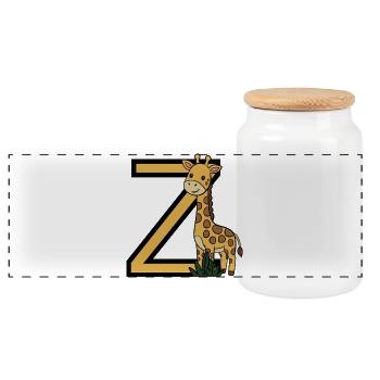 Giraffe Buchstabe  Z - Panorama Keksdose mit Holzdeckel - Weiß - Vorne