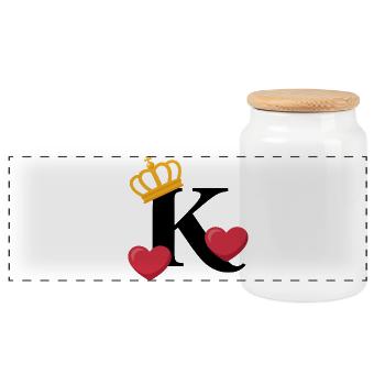King of Hearts - Panoramic Cookie Jar with Wooden Lid - white - Front