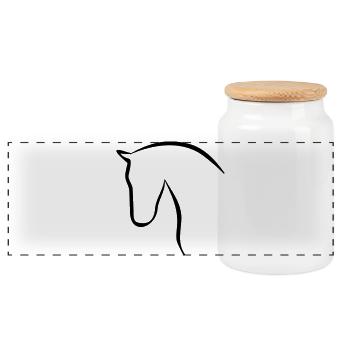 Pferd elegante Silhouette Pferdekopf - Panorama Keksdose mit Holzdeckel - Weiß - Vorne