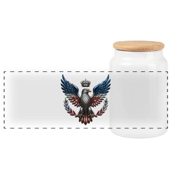 Royal US Eagle – Liberty & Crown Coat of Arms - Panoramic Cookie Jar with Wooden Lid - white - Front