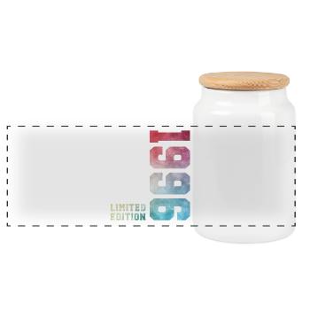 30th Birthday Limited Edition 1996 Vintage 1996 - Panoramic Cookie Jar with Wooden Lid - white - Front