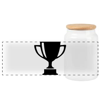 Cup Sports Competition Gift - Panoramic Cookie Jar with Wooden Lid - white - Front